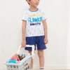 SHEIN Toddler Boys Letter Graphic Tee & Striped Shorts Set