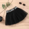 SHEIN Toddler Girls Contrast Letter Tape Mesh Hem Skirt