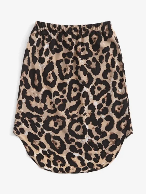 SHEIN Girls Leopard Knot Front High Low Hem Skirt - Image 4