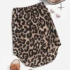 SHEIN Girls Leopard Knot Front High Low Hem Skirt