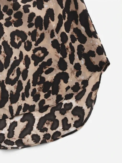 SHEIN Girls Leopard Knot Front High Low Hem Skirt - Image 2