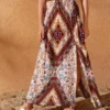 SHEIN Girls Scarf Print Split Thigh Skirt