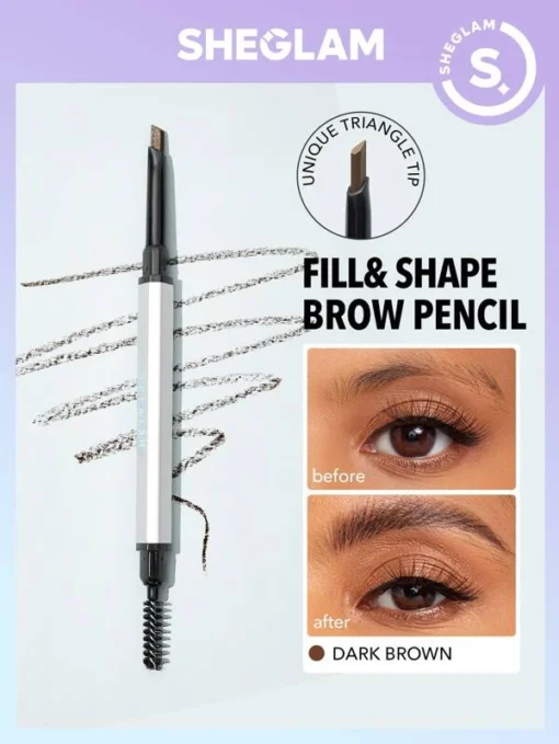 SHEGLAM Dual-Ended Fine Eyebrow Pencil - Dark Brown