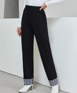 Shein Plaid Pattern Knit Pants