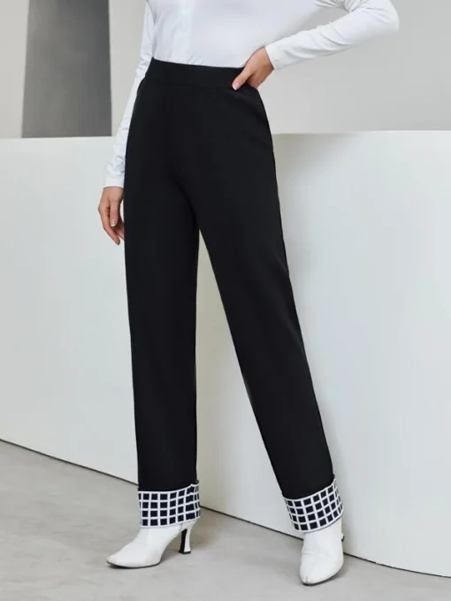 Shein Plaid Pattern Knit Pants