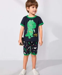 Shein Toddler Boys Dinosaur Graphic Tee & Shorts