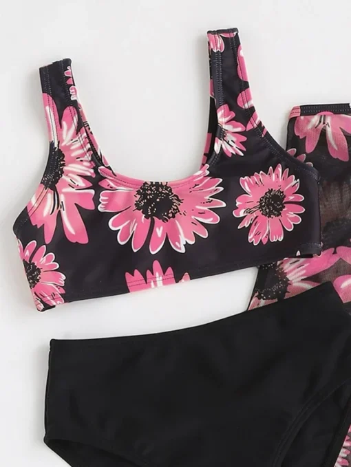 Shein Toddler Girls 3pack Floral Print Bikini Swimsuit With Cover Up Dress - Image 3