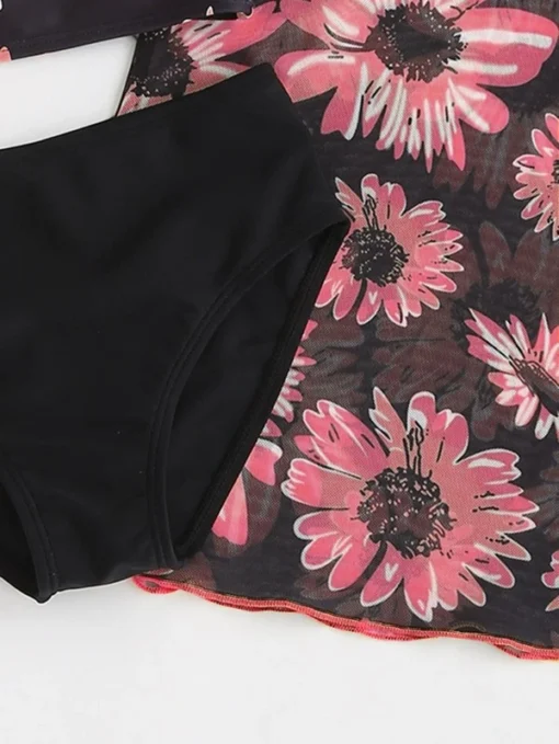 Shein Toddler Girls 3pack Floral Print Bikini Swimsuit With Cover Up Dress - Image 4