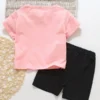Shein Toddler Girls Unicorn And Slogan Graphic Tee With Track Shorts