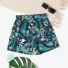 SHEIN Boys Tropical & Bird Print Swim Shorts