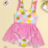 SHEIN Toddler Girls Fish Scale Print Contrast Mesh One Piece Swimsuit