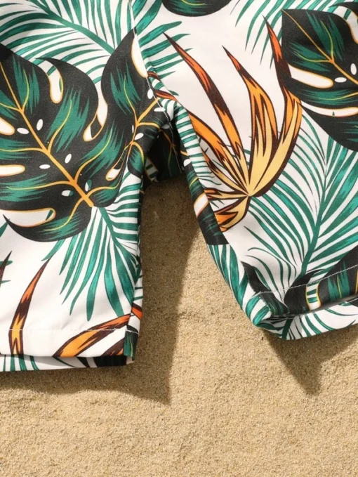 Shein Boys 1pack Random Tropical Print Drawstring Waist Swim Shorts - Image 4