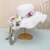 Shein Toddler Kids Floral Print Twilly Scarf Decor Straw Hat