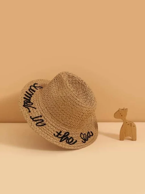 Shein Toddler Kids Letter Graphic Straw Hat