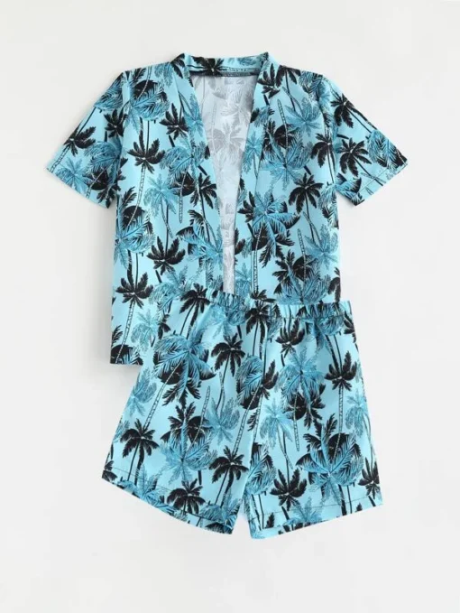 shein Boys Tropical Print Swimsuit