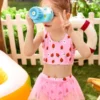 shein Toddler Girls 3pack Random Strawberry Print Bikini Swimsuit With Beach Skirt