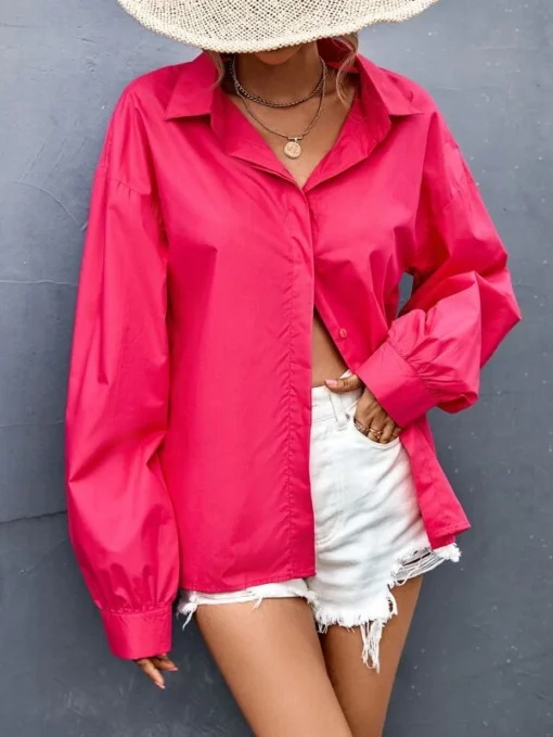 SHEIN Drop Shoulder Hidden Button Shirt - Image 3