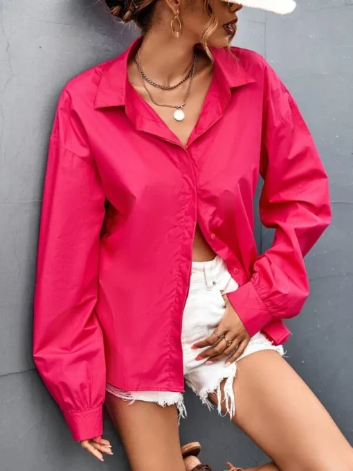 SHEIN Drop Shoulder Hidden Button Shirt - Image 2