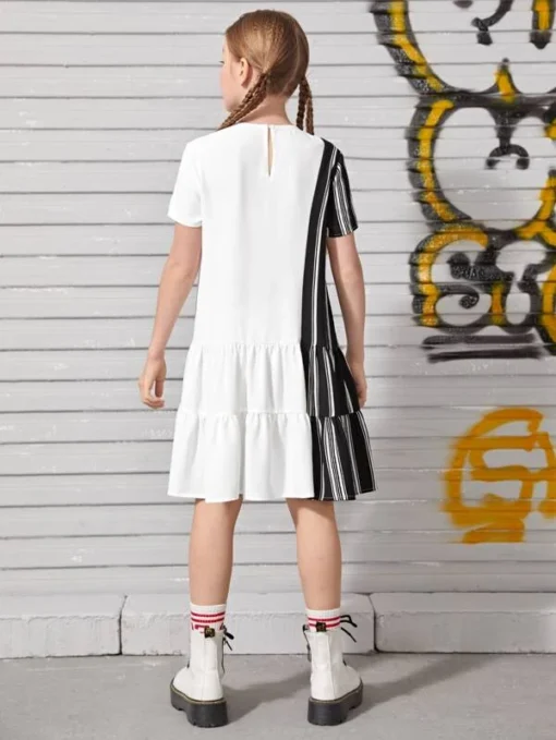 SHEIN Girls Striped Panel Smock Dress - Image 4