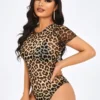 SHEIN SXY Leopard Print Sheer Bodysuit