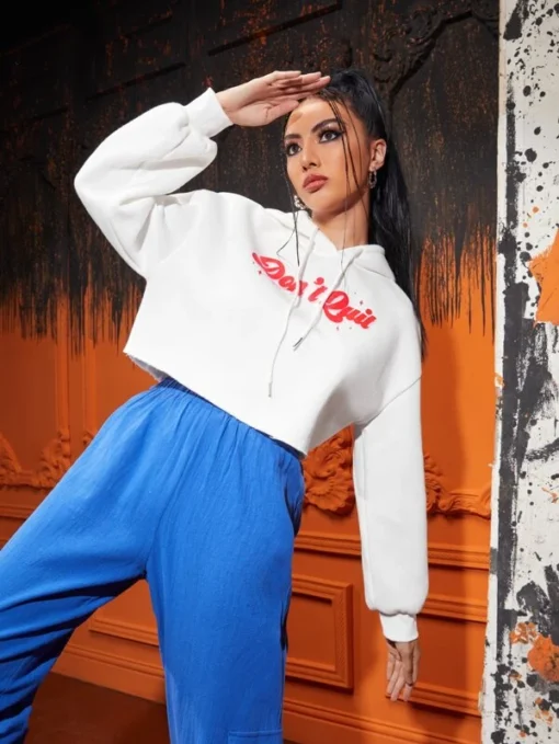 SHEIN X Polly Nelson Slogan & Figure Graphic Hoodie - Image 3