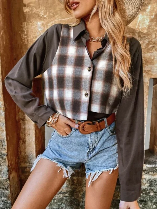 Shein Plaid Print 2 In 1 Shirt