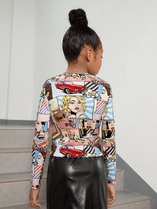 SHEIN Girls Pop Art Print Tee - Image 2