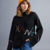 SHEIN Letter Embroidered Drop Shoulder Sweater