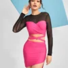 SHEIN X THE LOFTY MOM Mesh Panel Cut Out Asymmetrical Hem Dress