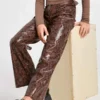 SHEIN Girls Snakeskin Pattern PU Leather Pants
