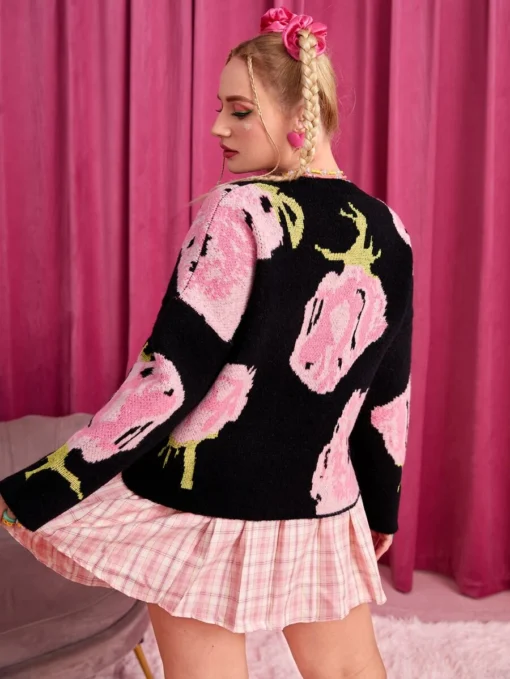 SHEIN Plus Graphic Pattern Drop Shoulder Sweater - Image 2