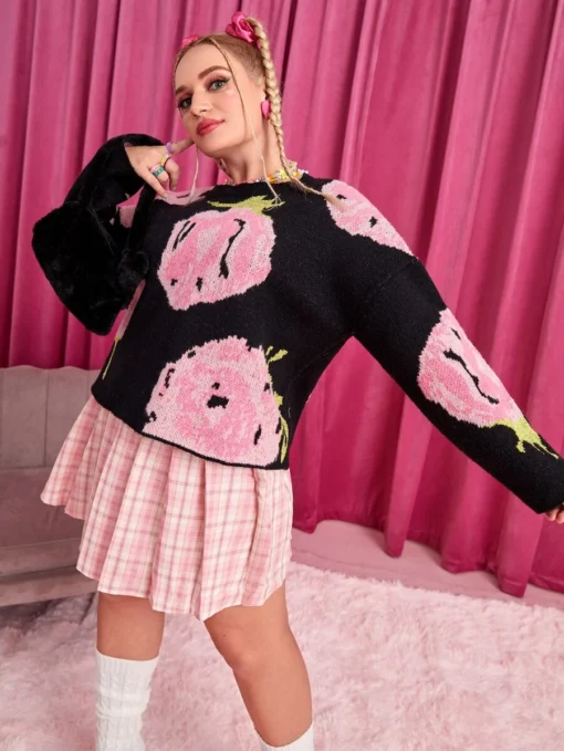 SHEIN Plus Graphic Pattern Drop Shoulder Sweater - Image 4