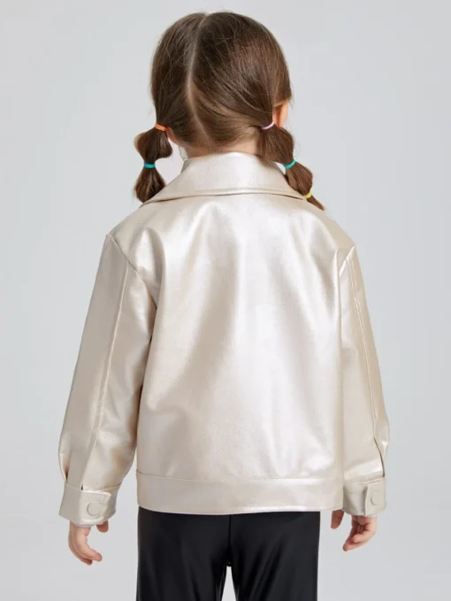 SHEIN Toddler Girls Button Front PU Leather Jacket - Image 2