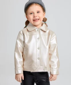 SHEIN Toddler Girls Button Front PU Leather Jacket