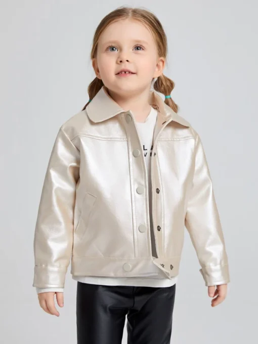 SHEIN Toddler Girls Button Front PU Leather Jacket - Image 4