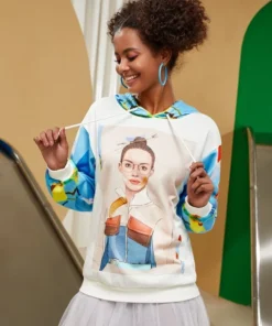 SHEIN X Catia Bart Figure & Graphic Print Hoodie