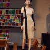 SHEIN X Shalaleh Cold Shoulder Color Block Buckled Bodycon Dress