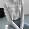 Shein High Neck Drop Shoulder Ribbed Knit Tee