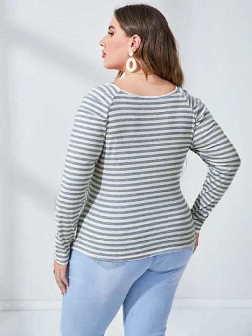 Shein Plus Striped Scoop Neck Tee - Image 2