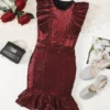 Shein Girls Ruffle Trim Mermaid Hem Party Dress