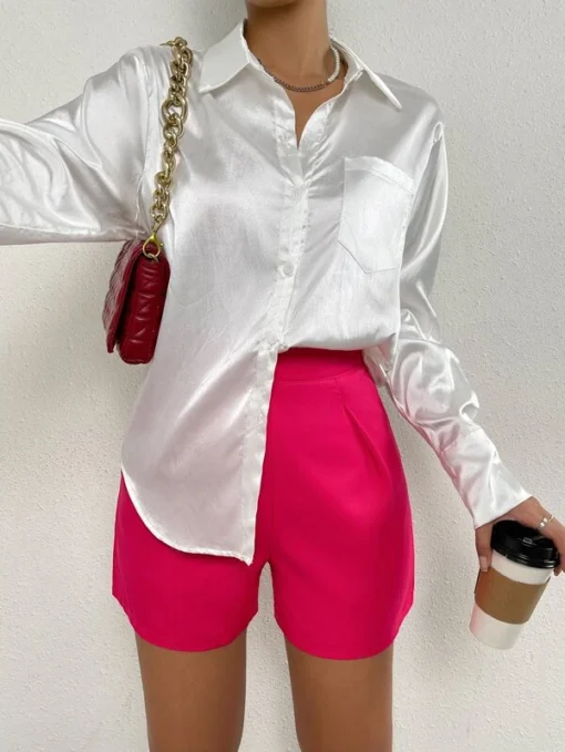 Shein High Waist Straight Leg Shorts - Image 3