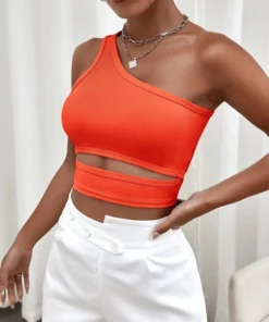 SHEIN ICON One Shoulder Cut Out Crop Top