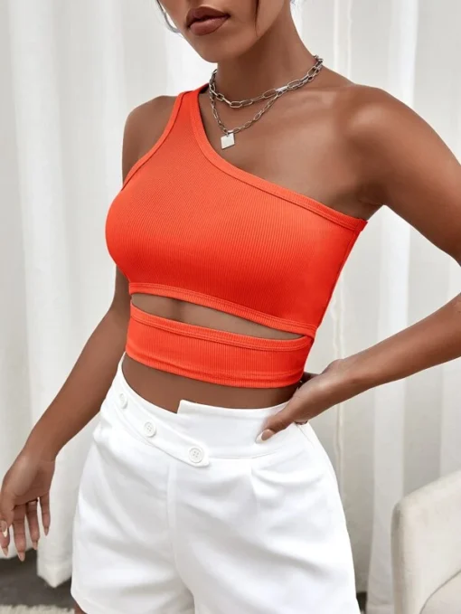 SHEIN ICON One Shoulder Cut Out Crop Top
