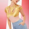 SHEIN X Ji Yeon Lee Colorblock Metallic Cutout Form-Fitting Tee
