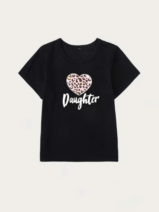 Shein Toddler Girls Heart And Letter Graphic Tee