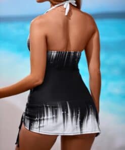CHICME Ombre Ruched Drawstring Tankini Set