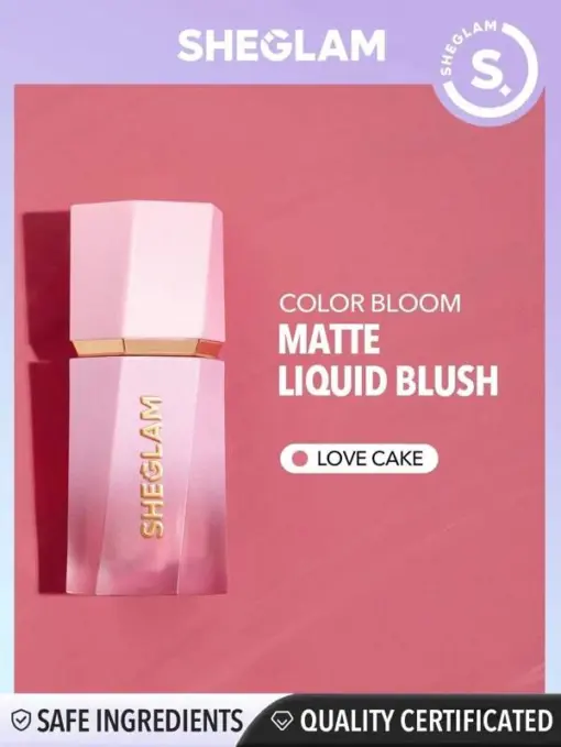 SHEGLAM Color Bloom Liquid Blush Matte Finish-Love Cake Gel Cream Blush Long Lasting Non-Fading Highly Pigmented Lightweight Long Wear Smooth Blusher