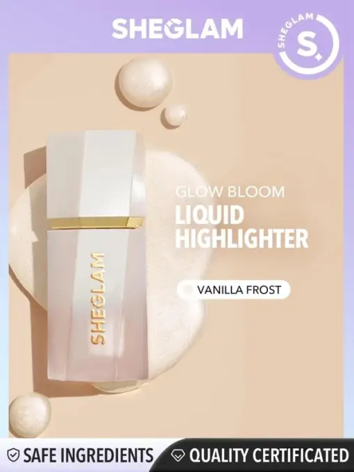 SHEGLAM Glow Bloom Liquid Highlighter-Vanilla Frost Liquid Highlighter Liquid Shimmer Long Wear Brightening Non-Caking Waterproof Glow Highlighter