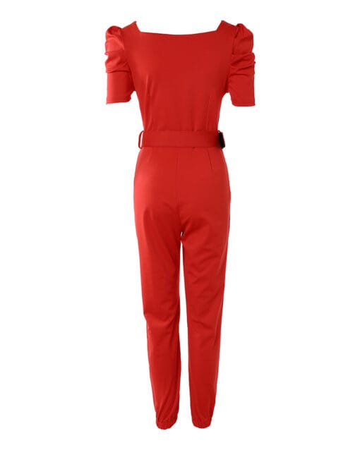 CHICME Zip Front Puff Sleeve Jumpsuit With Belt - Image 3