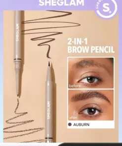 SHEGLAM Brows On Demand 2-In-1 Brow Pencil - Auburn Waterproof Liquid Eyebrow Pen Sweatproof Anti-Oil Natural Brow Filling Outlining Eyebrow Cream Gel Makeup